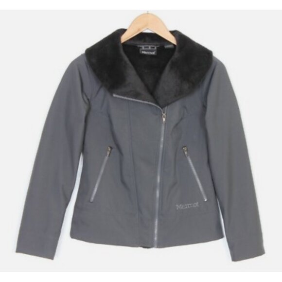 Marmot Softshell Jacket XS Gray Fleece Lined Zip Front Outdoor Hiking Activewear - Picture 1 of 10